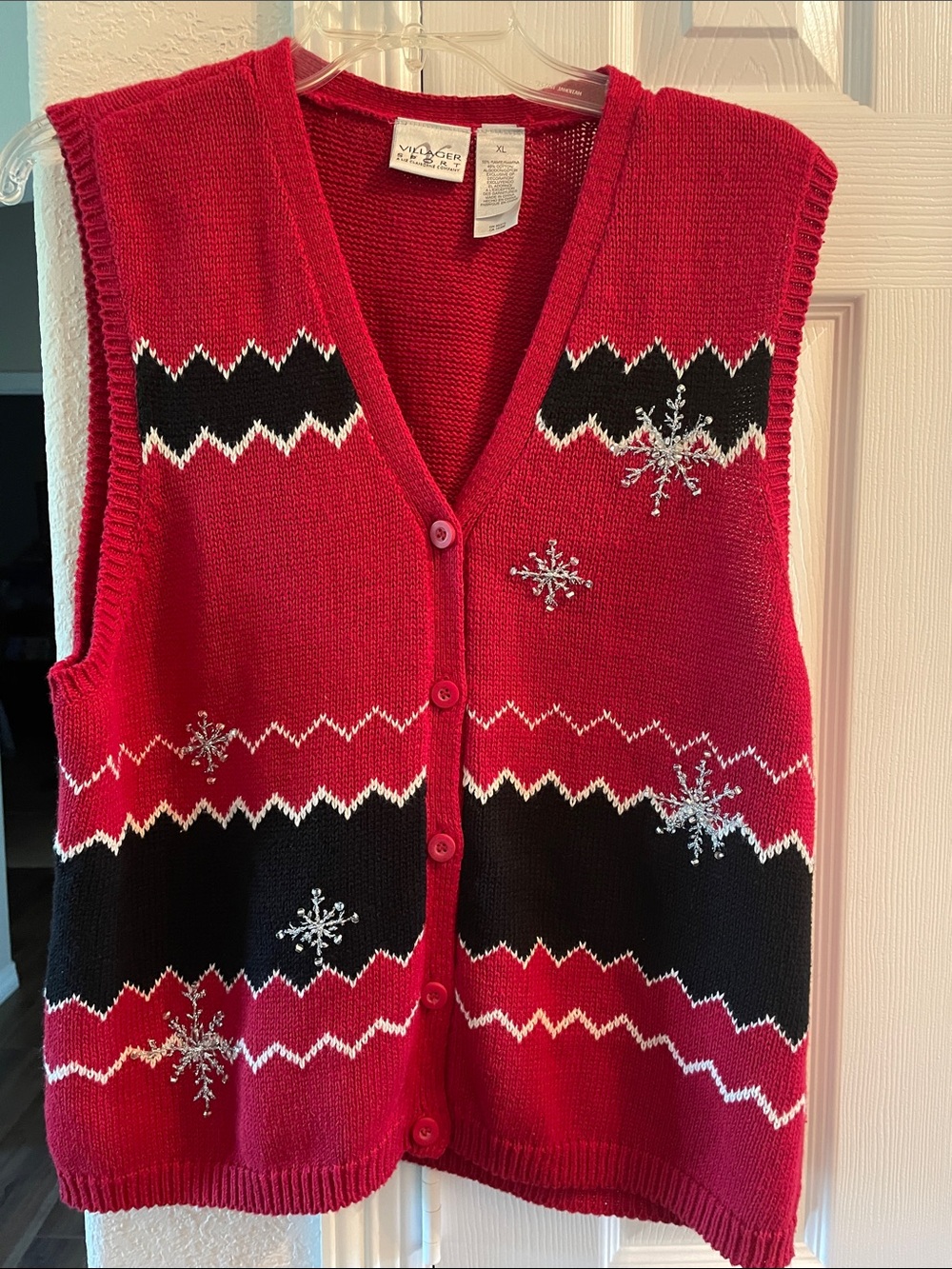 VTG Villager Sport red Christmas vest XL